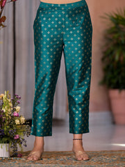Rama Green Ethnic Motif Printed Cotton Kurta Pant And Dupatta Set With Zari Work-J4730RAMAGREEN