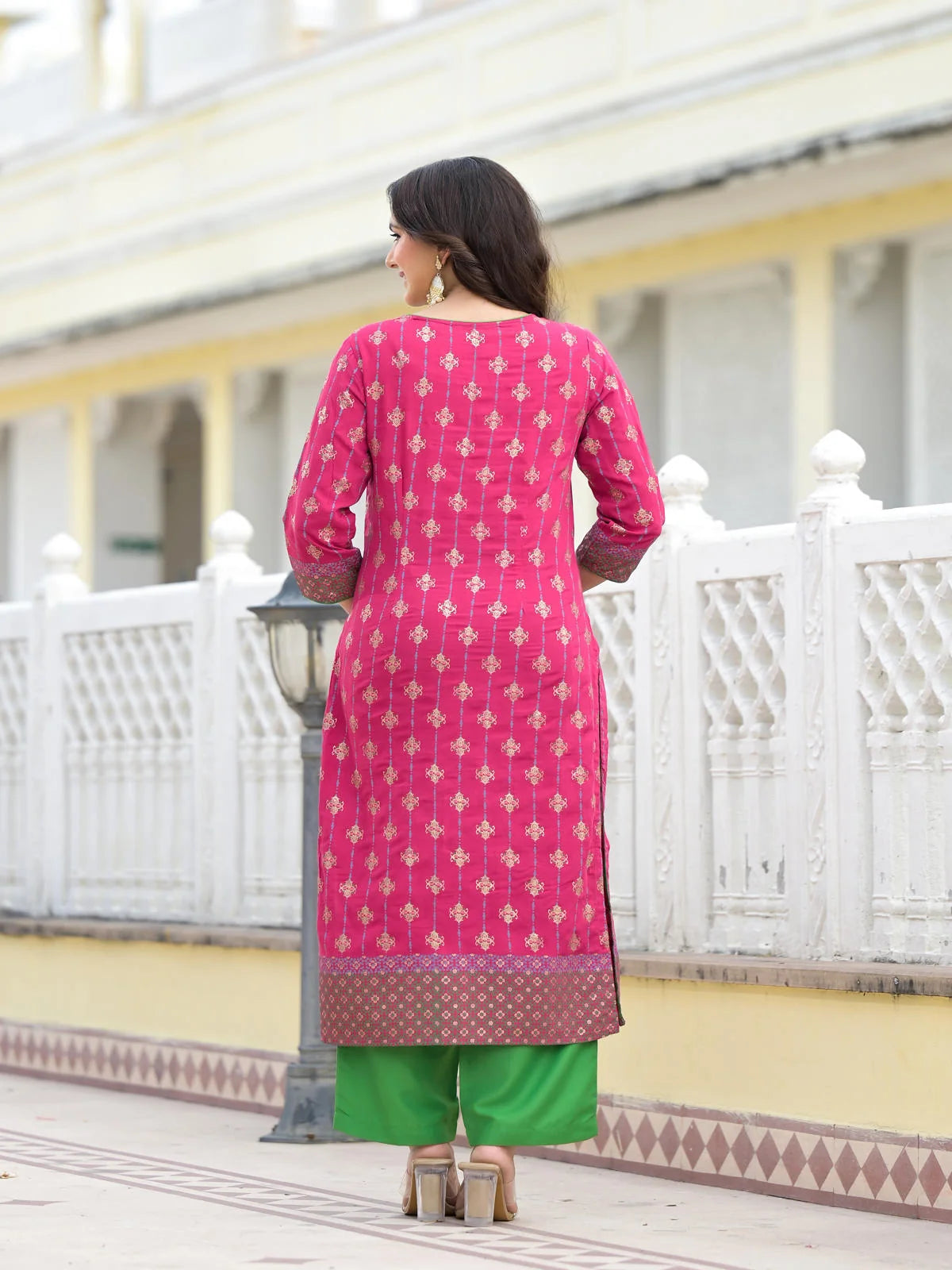 Fuchsia Printed Kurta Set with Dupatta | Women's Indian Kurta ...