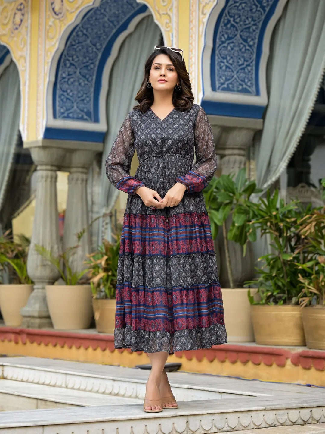 Black Ethnic Maxi Dress | Indian Dresses Online
