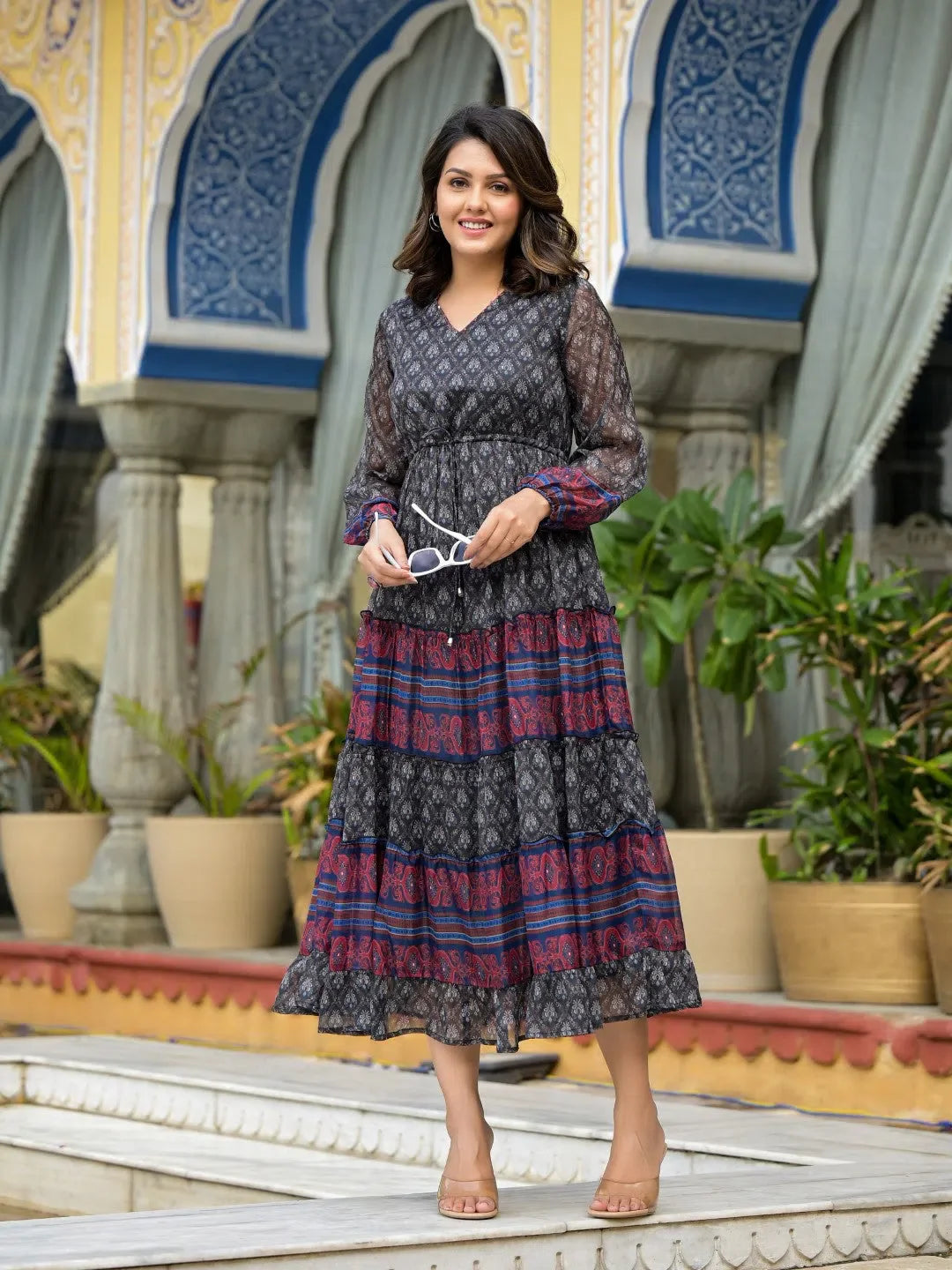 Black Ethnic Maxi Dress | Indian Dresses Online