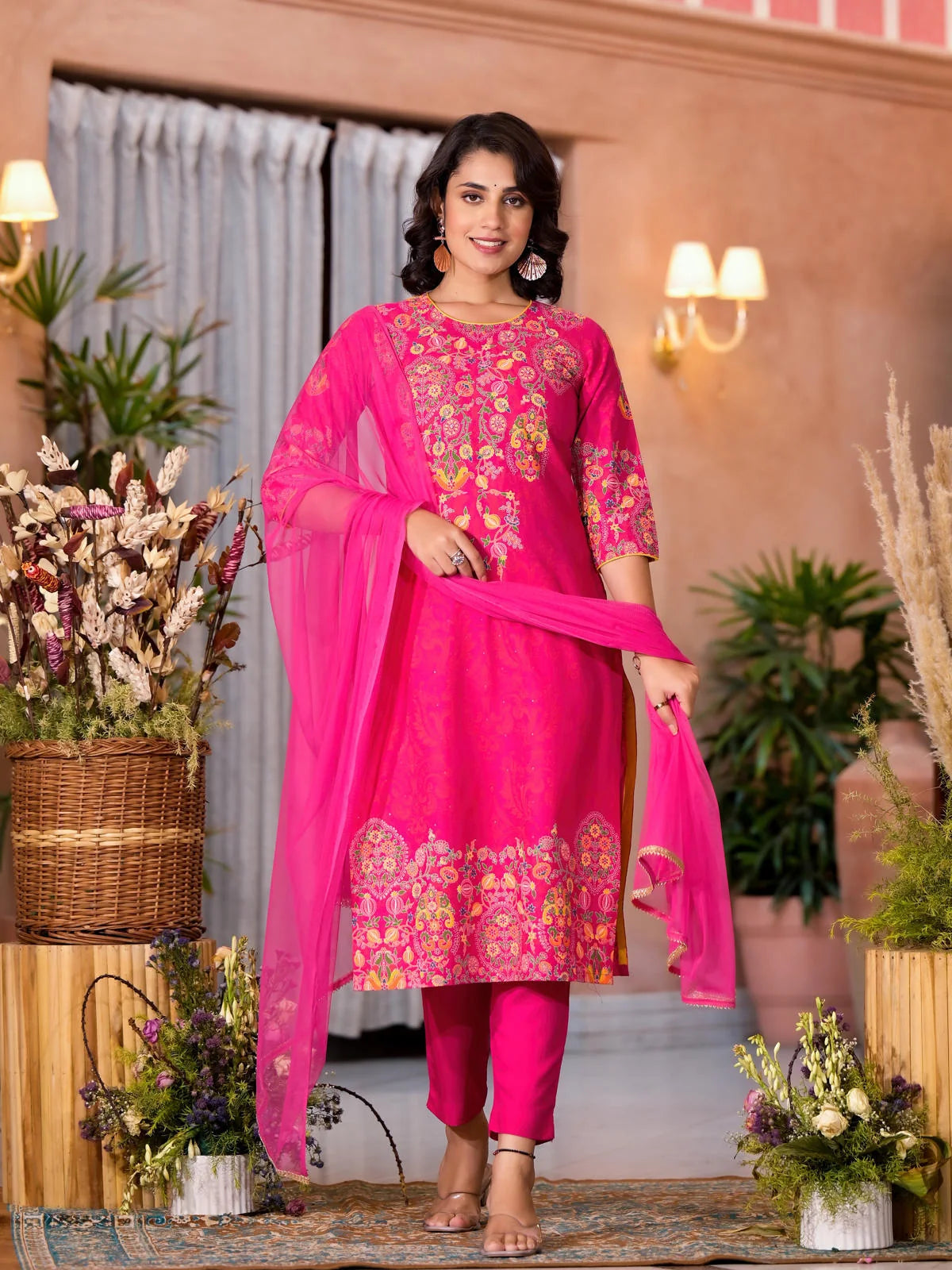 Pink Embroidered Kurta Set | Designer Kurta Sets for Women