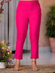 Pink Thread Embroidered Liva Rayon Kurta Pant And Dupatta Set With Sequins Beads & Lace-J4744PINK