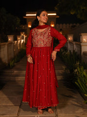 The Mastani Maroon Ethnic Motif Printed Cotton Shrug Inner & Dupatta Set With Sequins Mirror & Thread Work-J4785MAROON