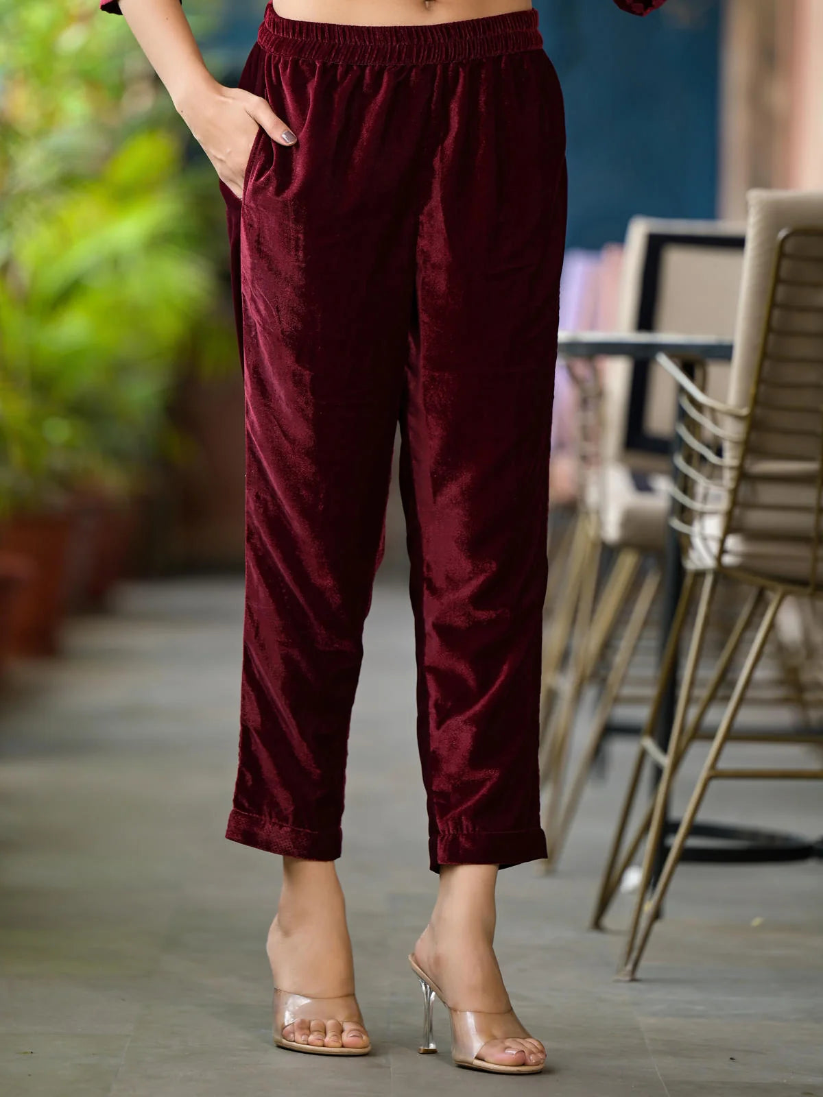 Maroon Velvet Designer Kurta Set with Dupatta | Women's Kurta ...