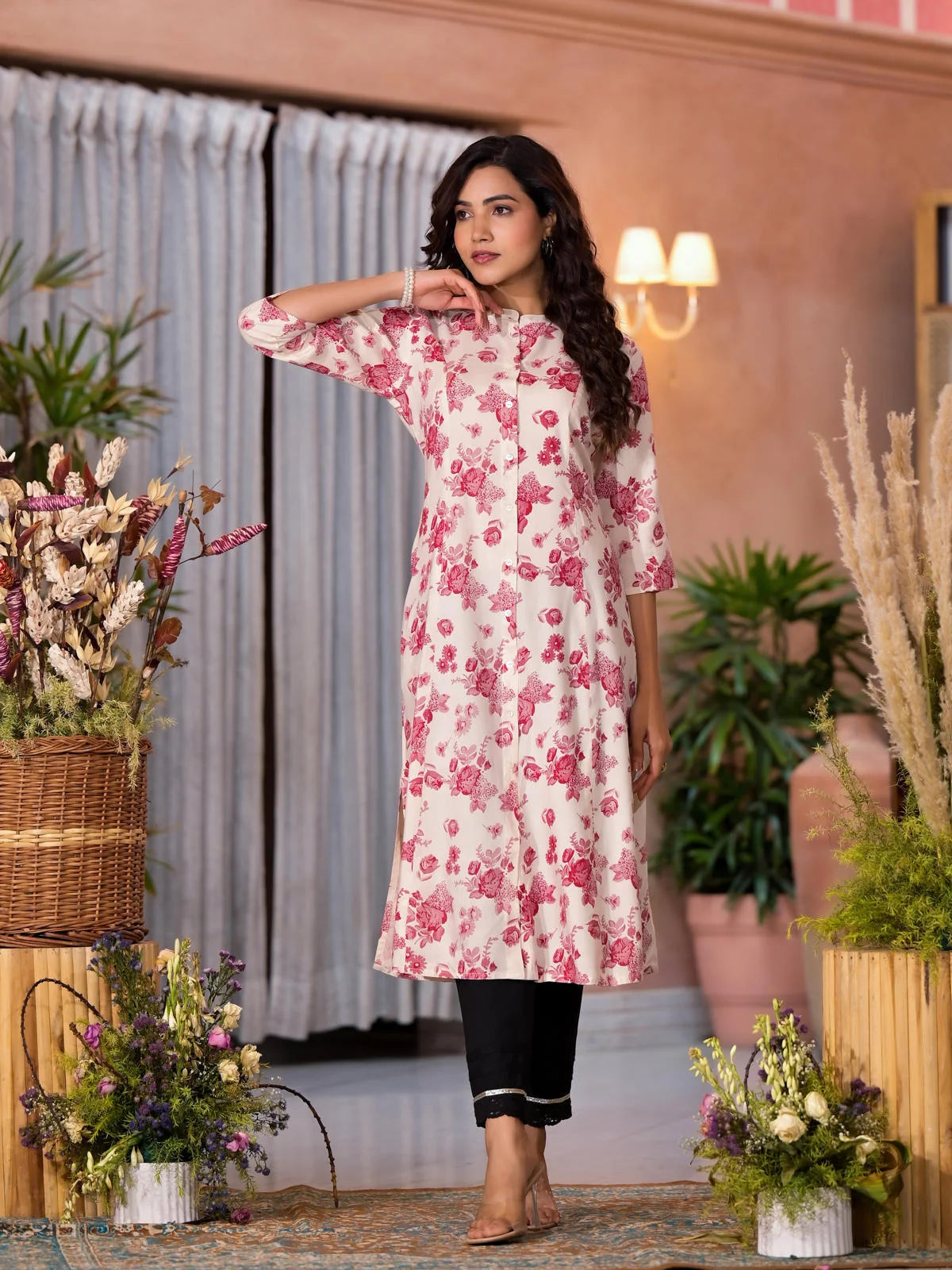 Off White Floral Kurta for Women | Indian Kurtis Online