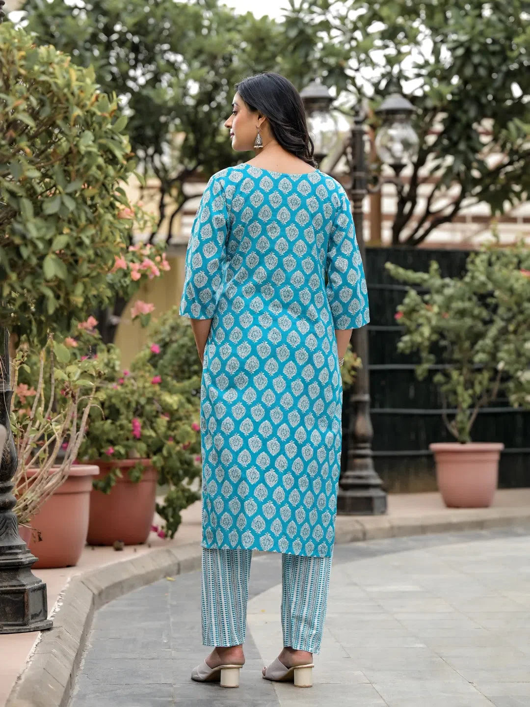 Blue Cotton Kurta Set with Dupatta |Indian Women's Kurta Sets
