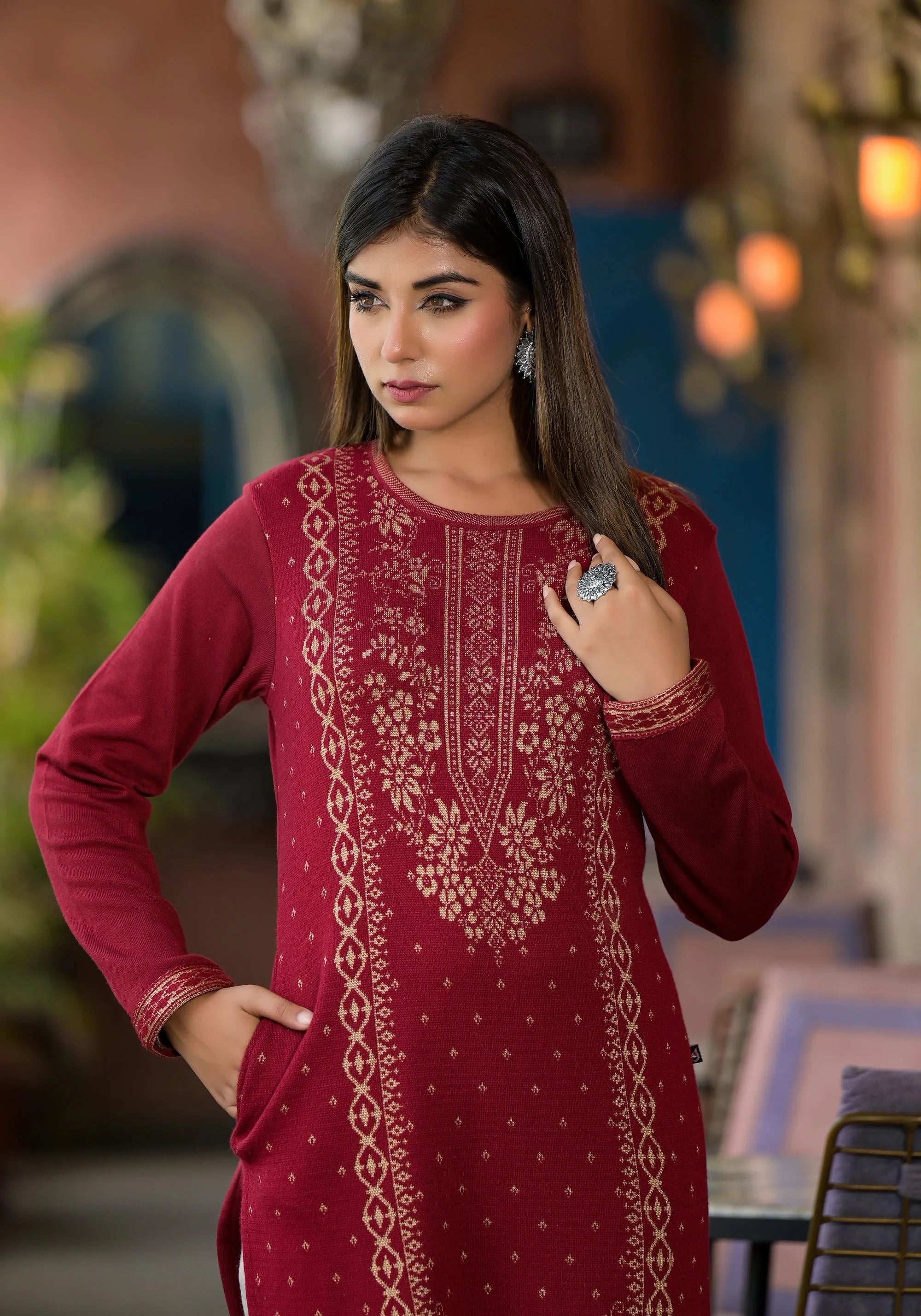 Maroon Ethnic Printed Kurta | Indian Kurta For Women