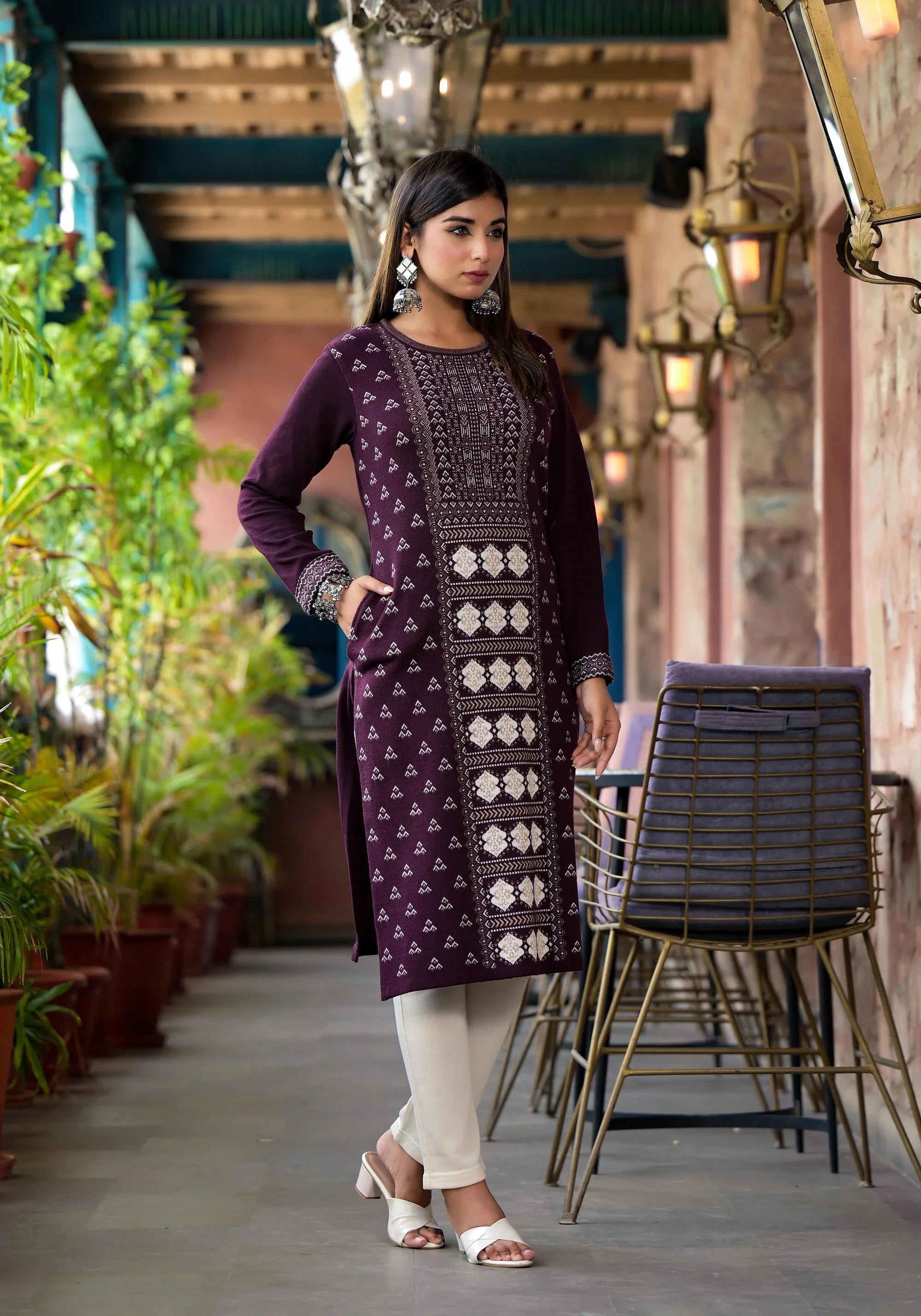 Mauve Printed Kurta for Women | Indian Kurtis Online