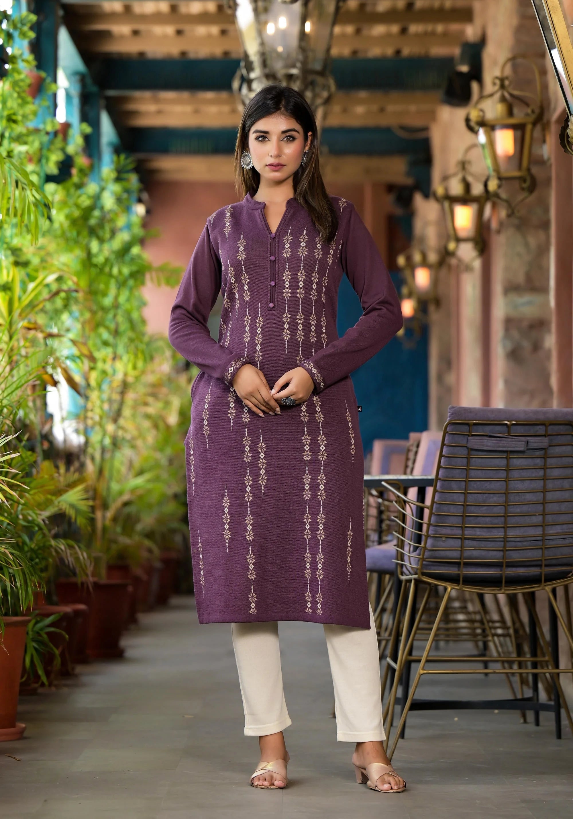 Violet Winter Wear Kurta for Ladies | Indian Kurtis Online
