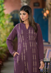Violet Ethnic Motif Printed Polycotton Winter Wear Kurta-J4886VIOLET
