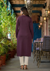 Violet Ethnic Motif Printed Polycotton Winter Wear Kurta-J4886VIOLET