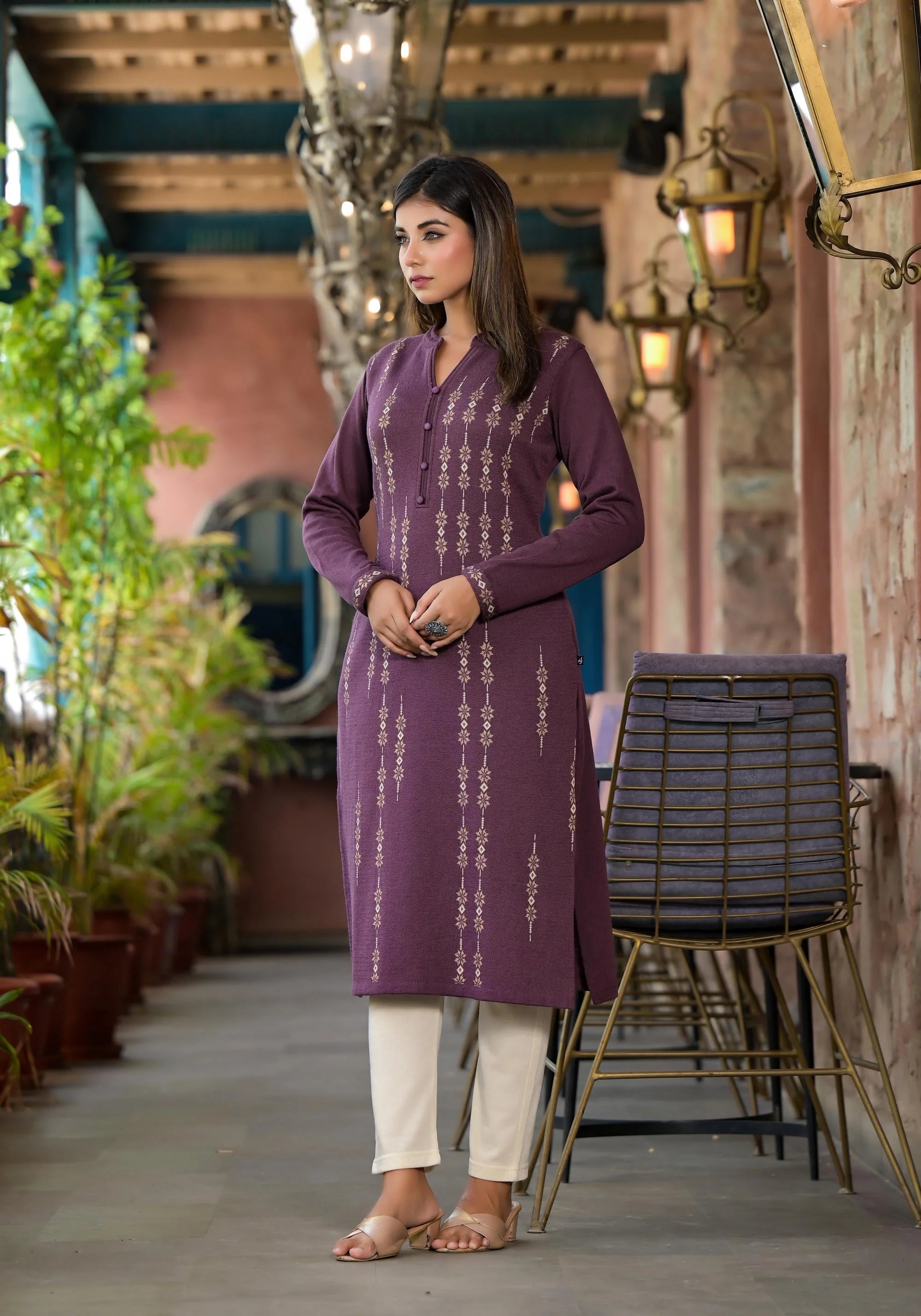 Violet Winter Wear Kurta for Ladies | Indian Kurtis Online
