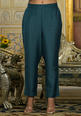 Rama Green Thread Embroidered Viscose Kurta Pant And Dupatta Set With Sequins Work-J4895RAMAGREEN