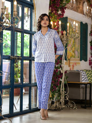 Purple Ethnic Motif Printed Viscose Kurta & Pants Set With Buttons-J4901PURPLE