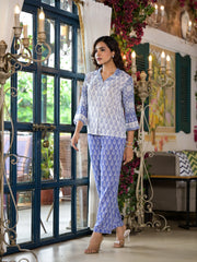 Purple Ethnic Motif Printed Viscose Kurta & Pants Set With Buttons-J4901PURPLE