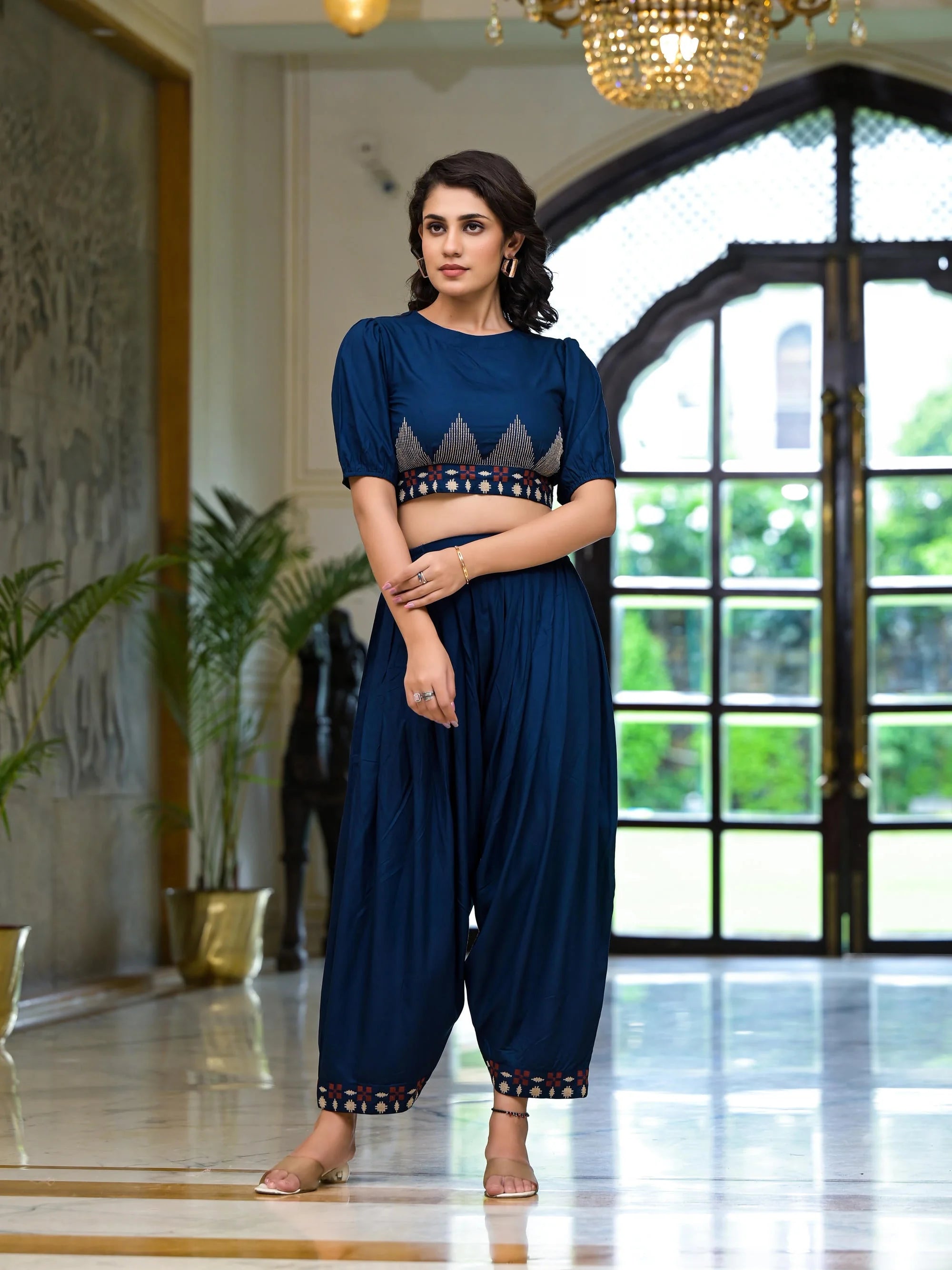 Embroidered Rayon Dhoti Pant Set | Designer Dhoti Suits Online