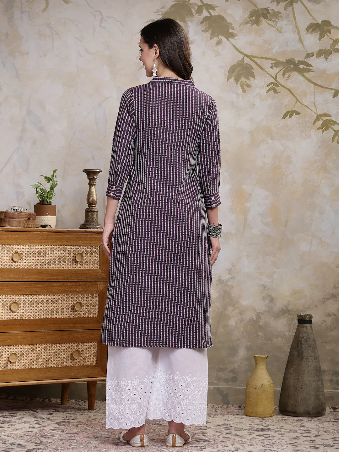 Purple Cotton Blend Indian Kurta for Women - Stylish Kurtas
