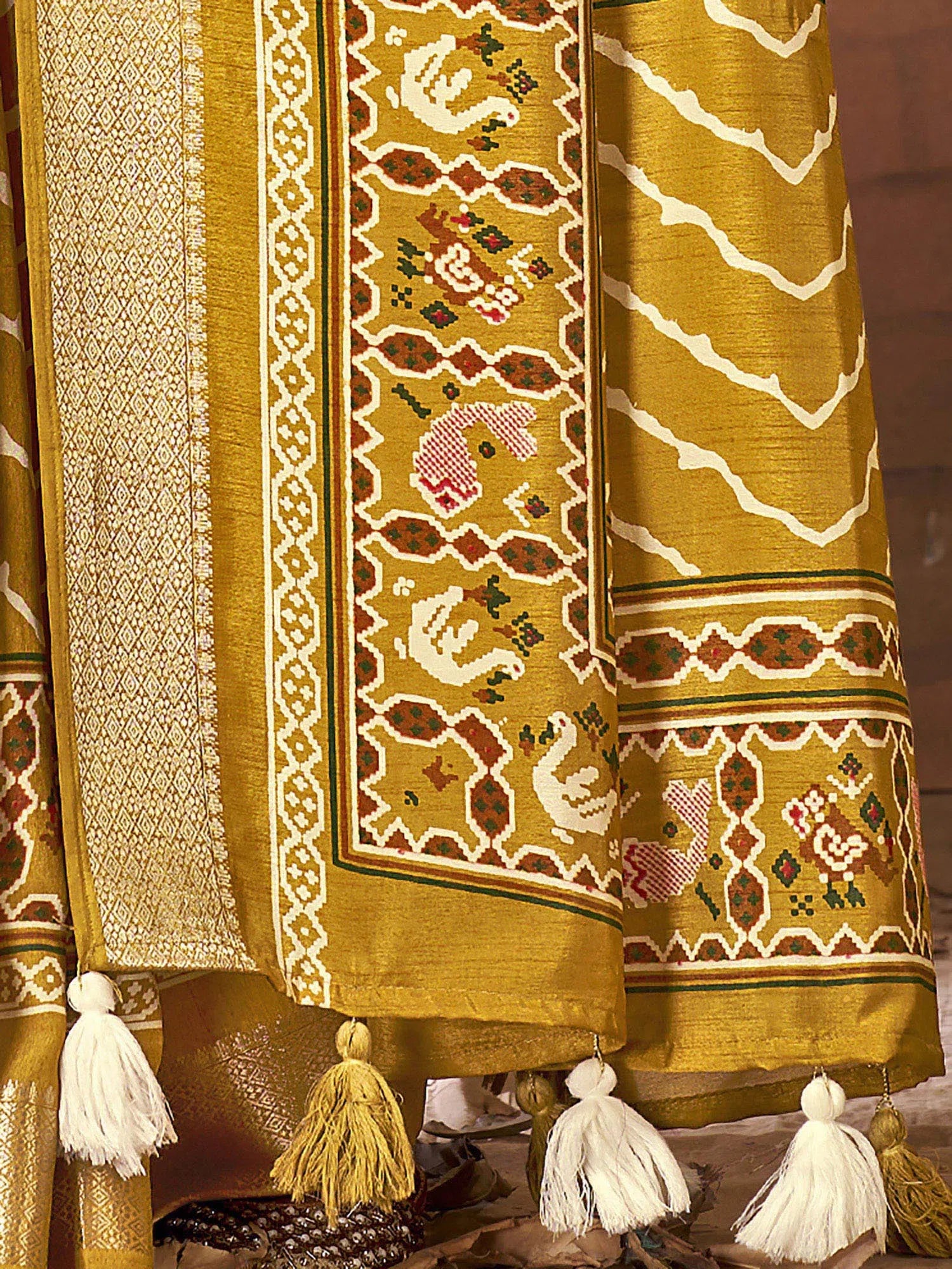 Mustard Printed Designer Saree | Indian Wedding Sarees