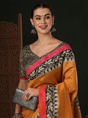 Women's Dola  Black Printed Designer Saree With Blouse Piece-JANY4002