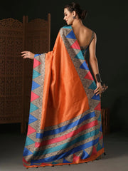 Women's Cotton Blend Olive Printed Designer Saree With Blouse Piece-LNSTN156B