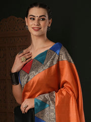 Women's Cotton Blend Olive Printed Designer Saree With Blouse Piece-LNSTN156B