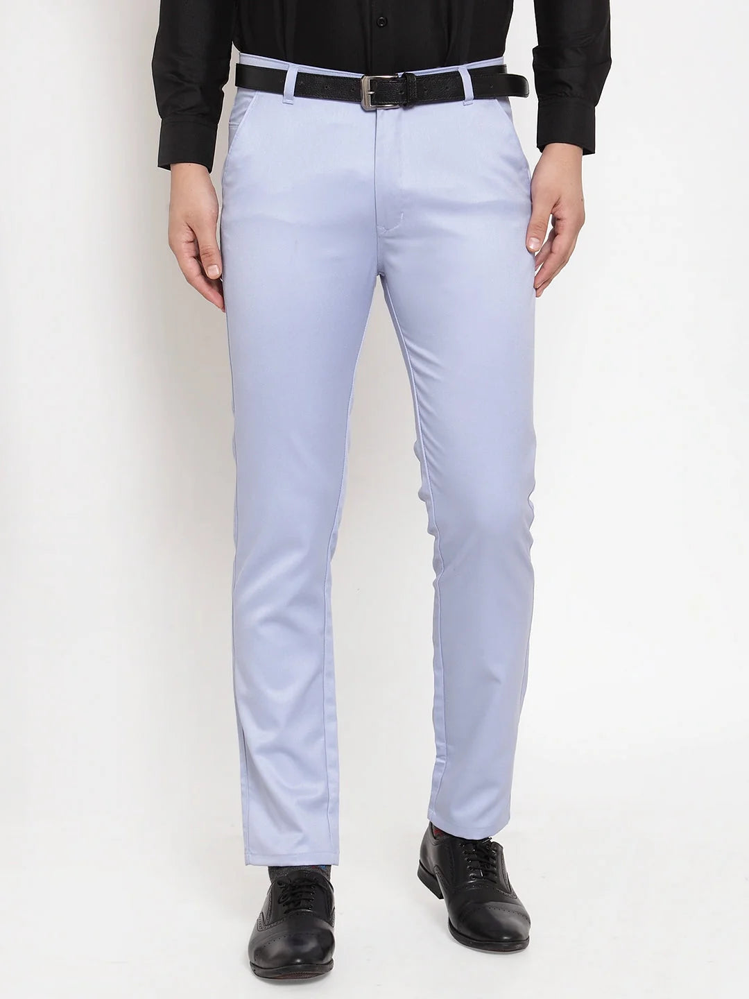 Jainish Blue Tapered Formal Trousers - Stylish Cotton Pants