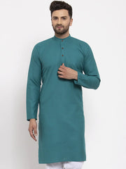 Men Green & White Solid Kurta Only ( KO 532 Green )-KO-532