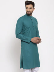 Men Green & White Solid Kurta Only ( KO 532 Green )-KO-532