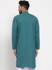 Men Green & White Solid Kurta Only ( KO 532 Green )-KO-532