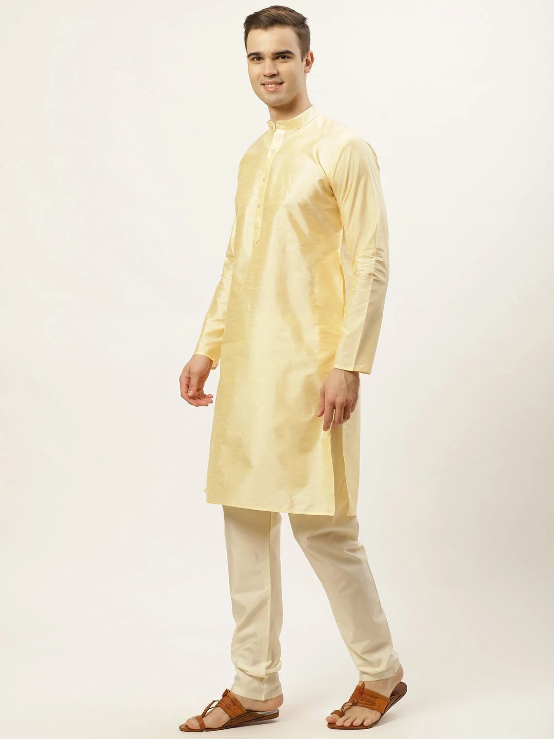 Woven Design Nehru Jacket & Kurta Pajama Set for Men