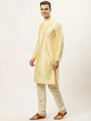 Men's Woven Design Nehru Jacket and Kurta Pyjama Set-JOKPWC