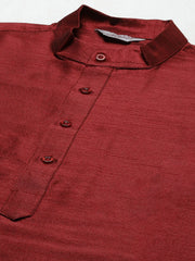 Men's Solid Dupion Kurta Pajama with Printed Nehru Solid Jacket