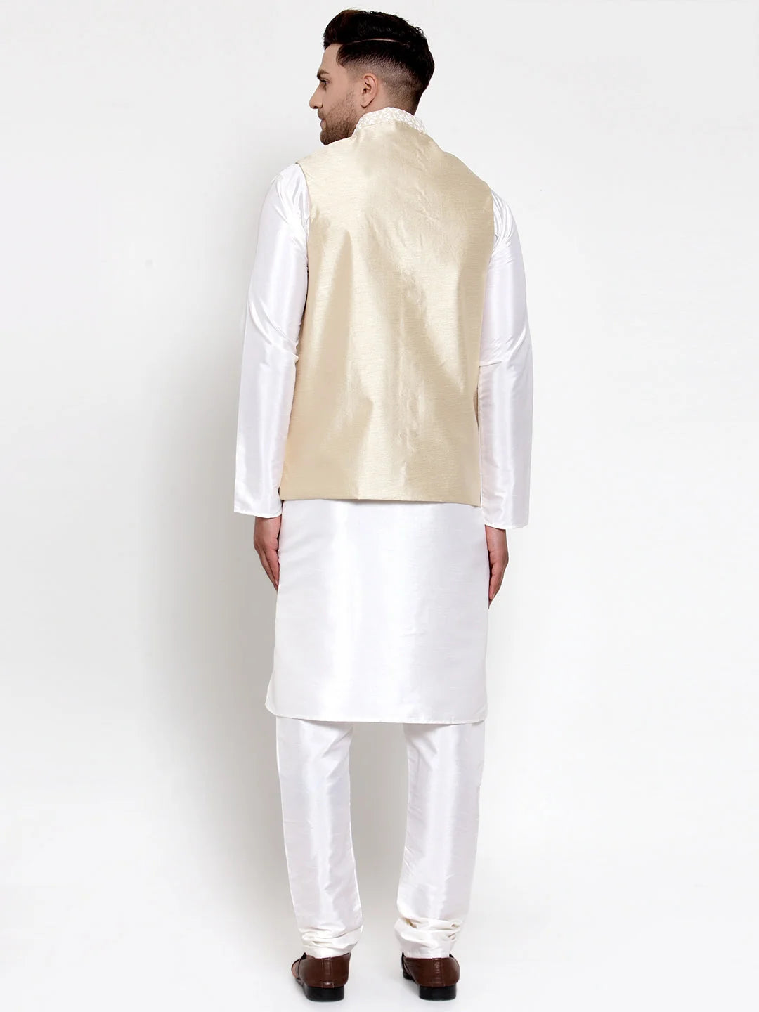 High Embroidered Nehru Jacket with Mens Kurta Pajama Set