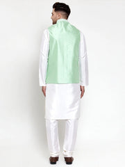 Men's Solid Dupion Kurta Pajama with Embroidered Quality Nehru Jacket