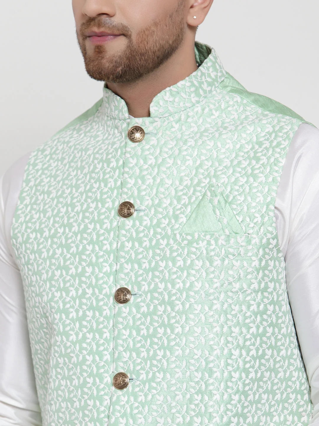 Mens Kurta Pajama Set with Quality Embroidered Nehru Jacket