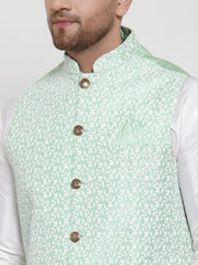 Men's Solid Dupion Kurta Pajama with Embroidered Quality Nehru Jacket