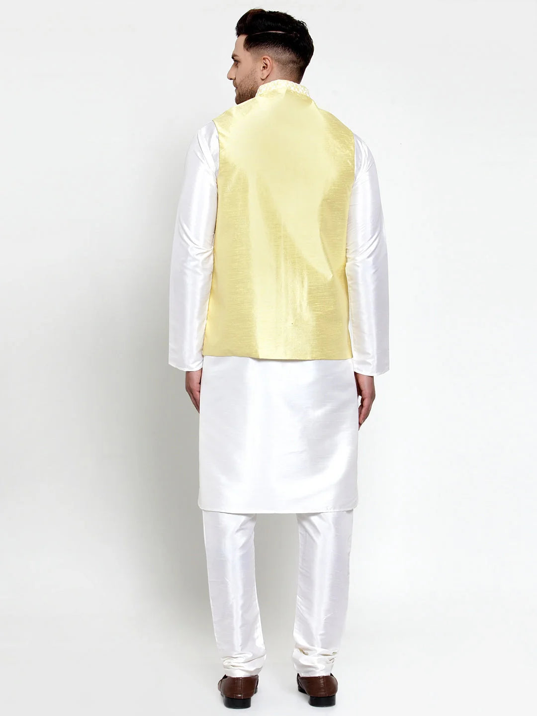 Elegant Mens Kurta Pajama Set with Embroidered Nehru Jacket