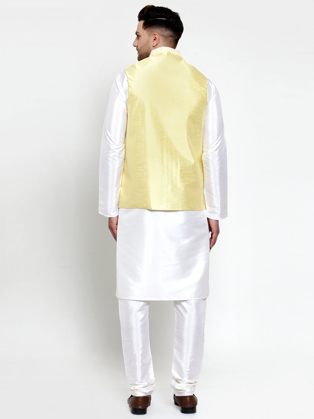 Elegant Mens Kurta Pajama Set with Embroidered Nehru Jacket