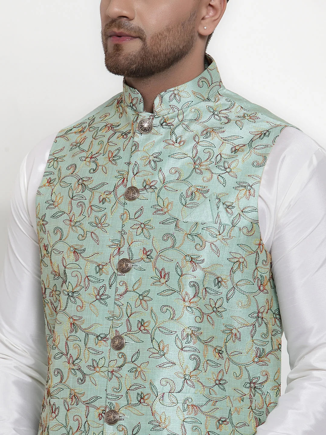 Woven Nehru Jacket with Kurta Pajama | Mens Kurta Pajama Set