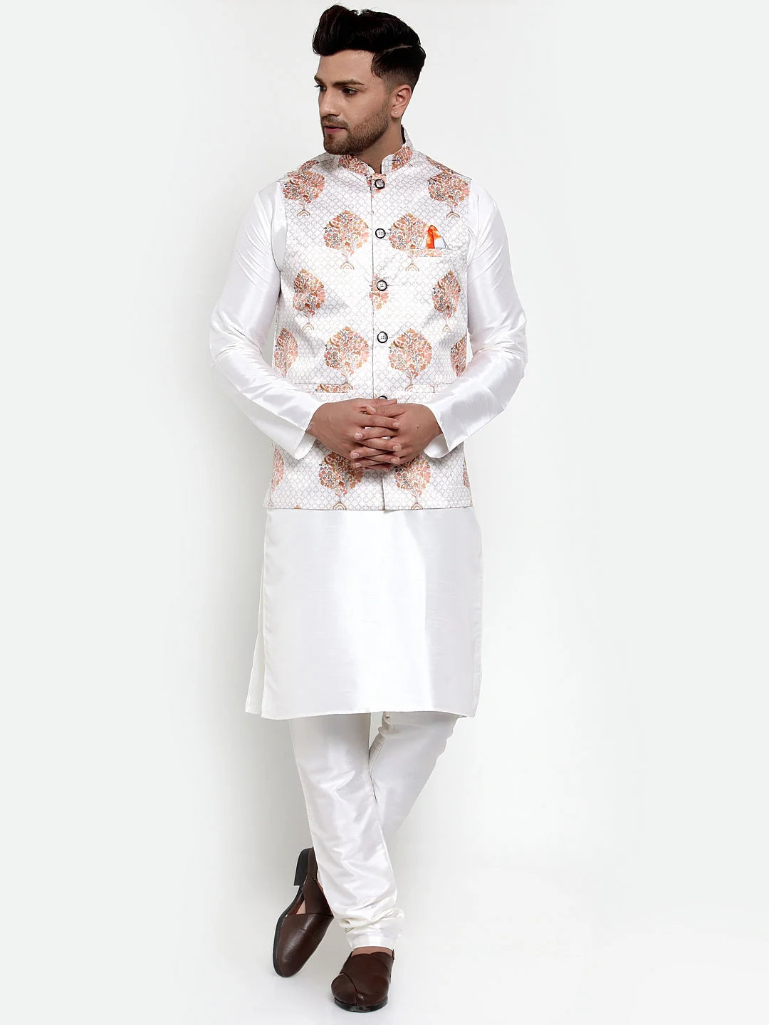 Kurta Pajama with Printed Nehru Jacket | Mens Kurta Pajama Set