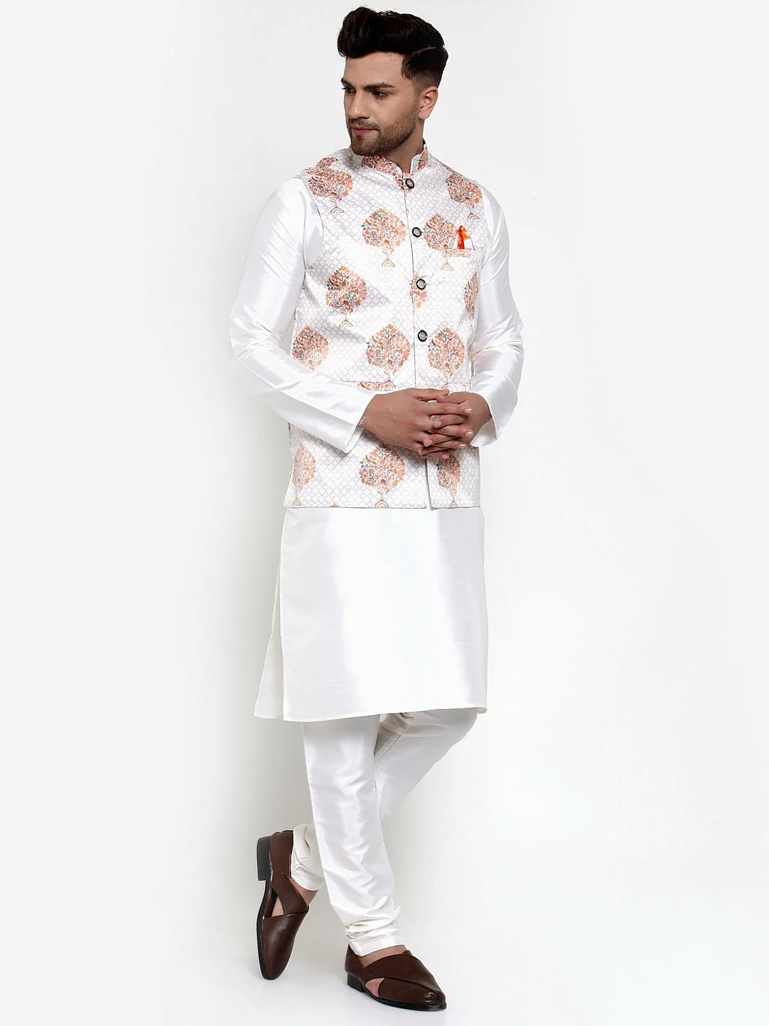 Kurta Pajama with Printed Nehru Jacket | Mens Kurta Pajama Set