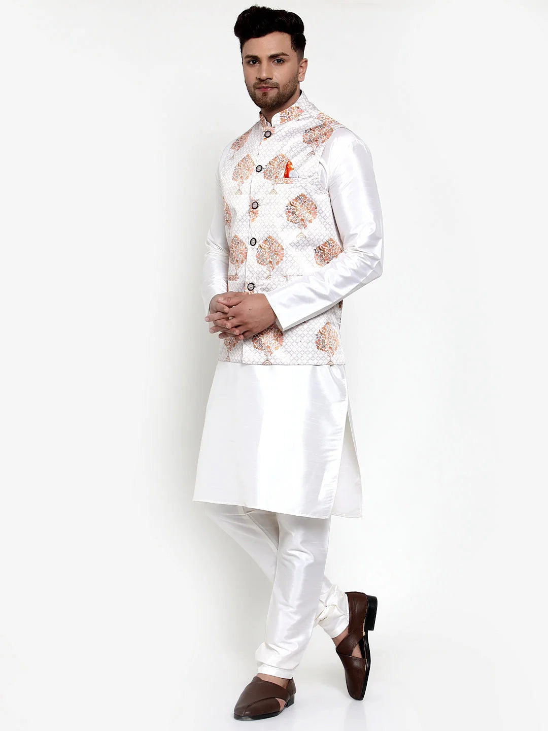 Kurta Pajama with Printed Nehru Jacket | Mens Kurta Pajama Set