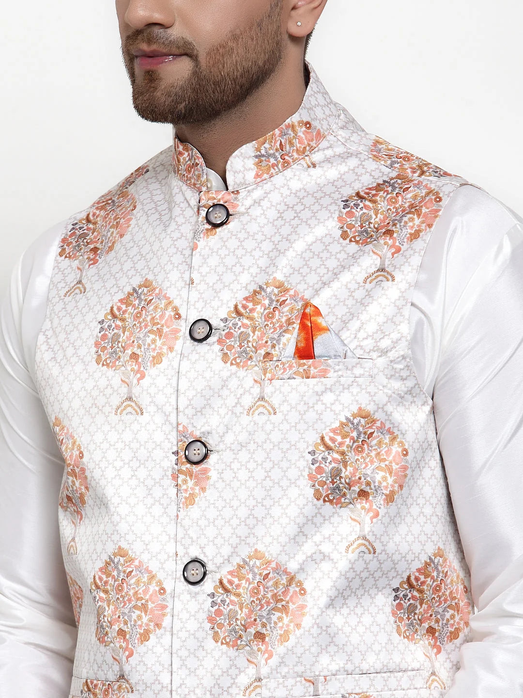 Kurta Pajama with Printed Nehru Jacket | Mens Kurta Pajama Set