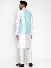 Dupion Kurta Pajama with Embroidered Nehru Jacket