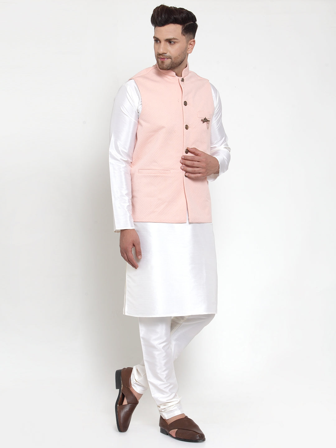 Men's Solid Kurta Pajama with Nehru Jacket | Cotton Pathani Set