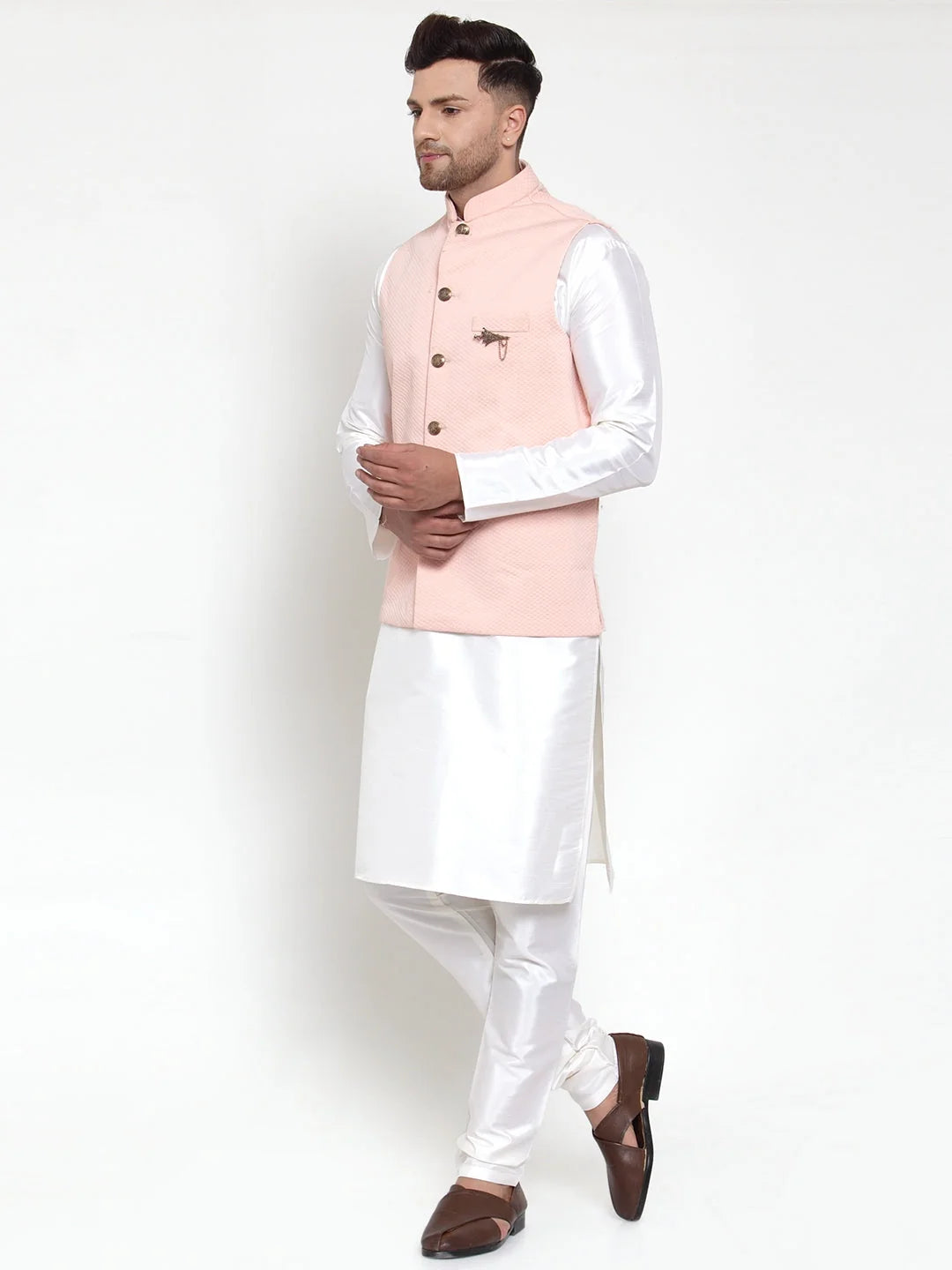 Men's Solid Kurta Pajama with Nehru Jacket | Cotton Pathani Set