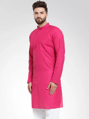 Men Pink & White Solid Kurta Only ( KO 532 Pink )-KO-532