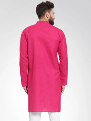 Men Pink & White Solid Kurta Only ( KO 532 Pink )-KO-532