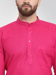 Men Pink & White Solid Kurta Only ( KO 532 Pink )-KO-532