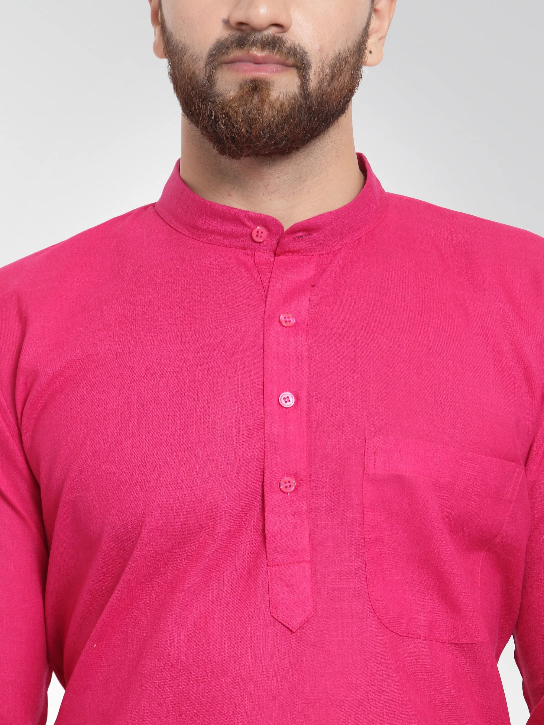 Pink & White Solid Mens Kurta | Wedding Kurta for Men Style
